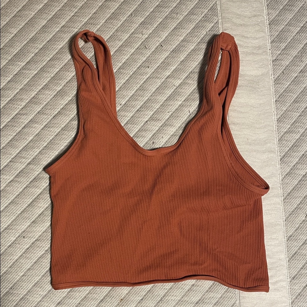 Rust Ribbed Women's Tank Top